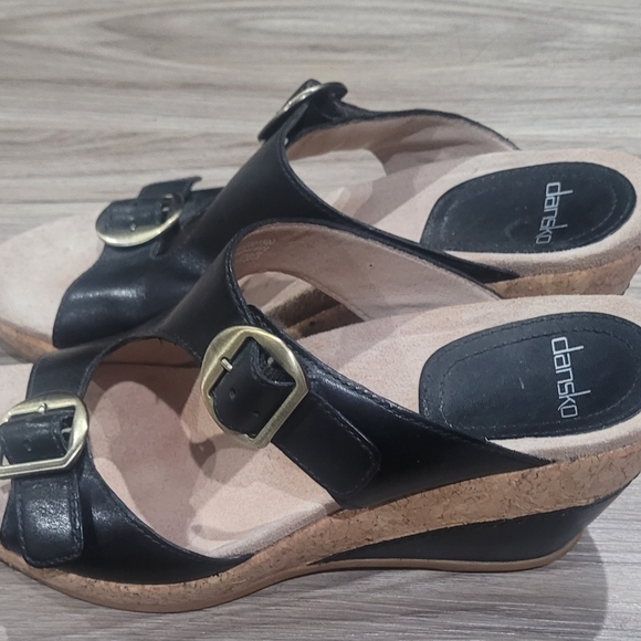 Dansko women's black smooth leather double strap mule sandal shoes size Euro 38 - Picture 4 of 7